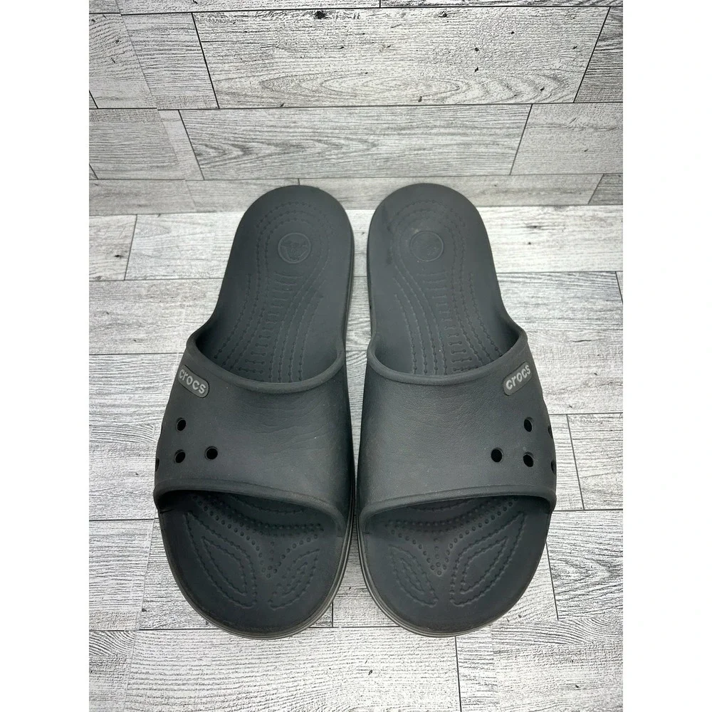 Crocs‎ Crocband II Slides Flip Flops Sandals Slides Black Size Mens 8/Womens 10